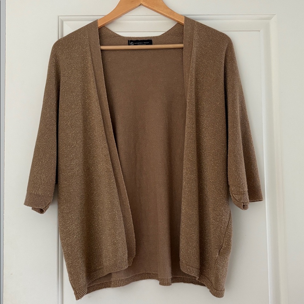 Alchemia Tricot Gold shimmer cardigan sweater small / medium vintage & glam look